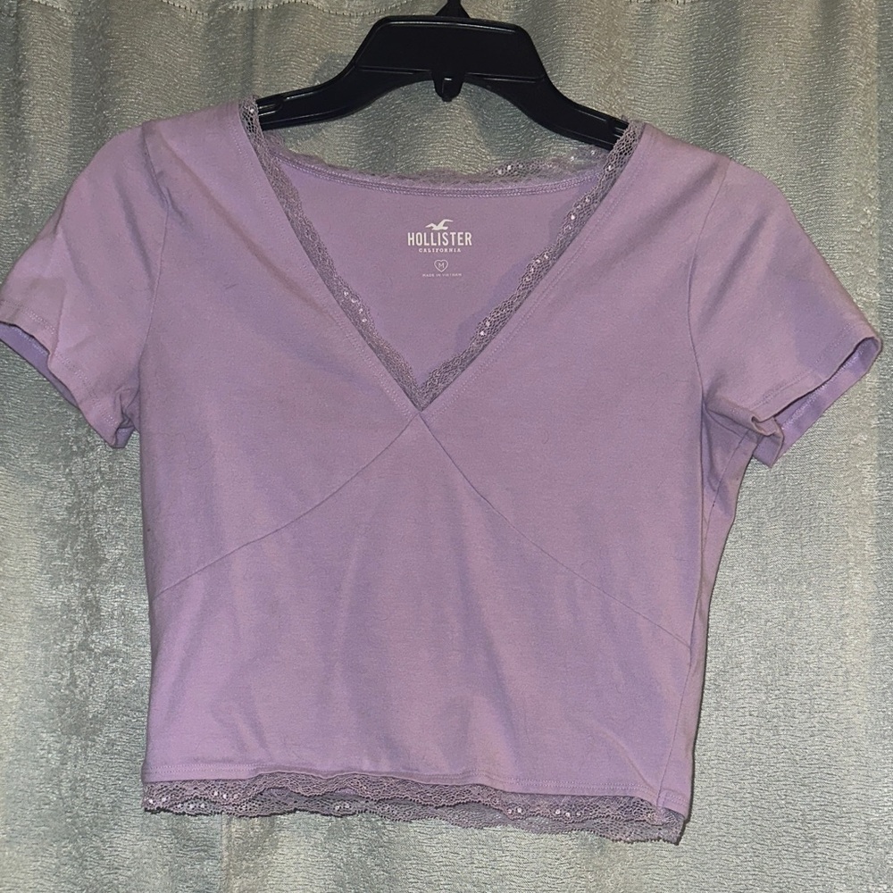 Hollister Lavender Lace Crop Top